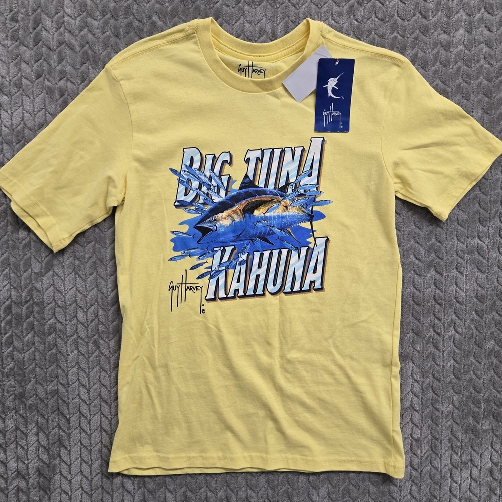 Guy Harvey‎ YOUTH XL Big Tuna Kahuna Design Yellow T-Shirt NWT